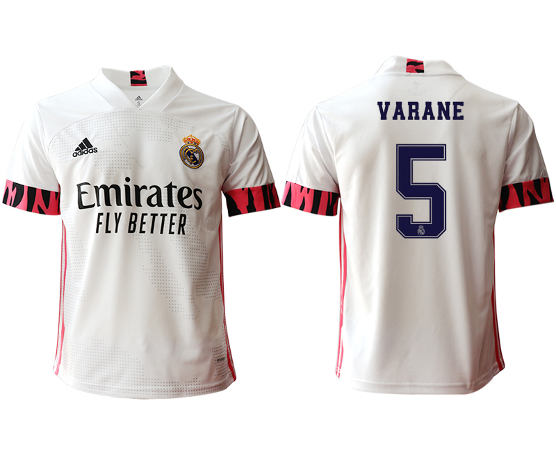 Men 2020-2021 club Real Madrid home aaa version #5 white Soccer Jerseys->real madrid jersey->Soccer Club Jersey